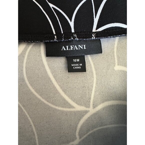 Alfani Skirt Plus Sz16W Midi Cobalt Breeze Black White Floral Elastic Waist NEW - Picture 6 of 12